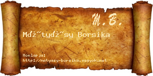 Mátyásy Borsika névjegykártya